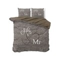 Lenjerie de pat dubla Mr and Mrs 3 Taupe, Dreamhouse, 3 piese, 200x220 cm, bumbac, multicolora