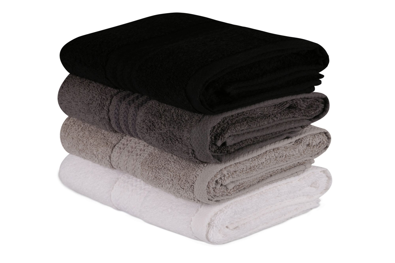 Set prosoape, L'essentiel Maison, Rainbow, Alb / Gri / Gri închis / Negru