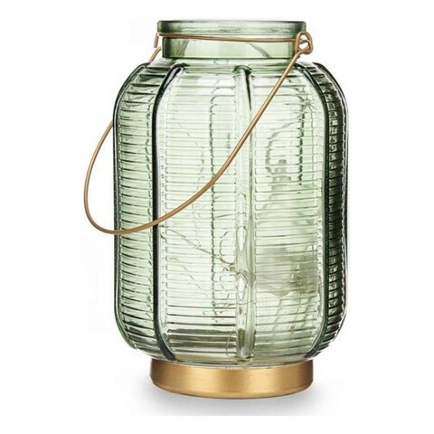 Felinar cu 20 LED-uri, Gift Decor, cu baterii, 13.5 x 13.5 x 22 cm, sticla, verde Gift Decor