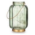 Felinar cu 20 LED-uri, Gift Decor, cu baterii, 13.5 x 13.5 x 22 cm, sticla, verde