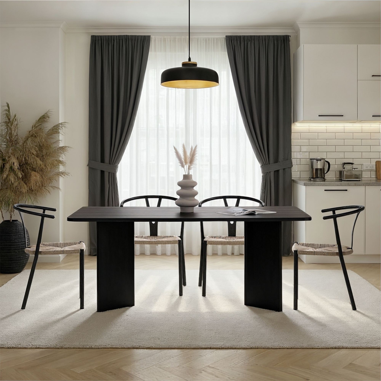 Masa, Nordure, Linza, 180x75x90 cm, Negru - view 2