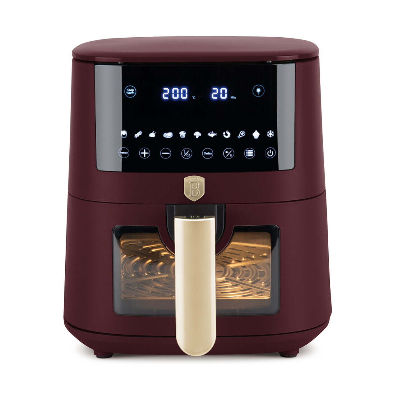 Friteuza cu aer cald si fereastra Berlinger Haus, Leonardo, 38.8x30x32.4 cm, 8 L, 1650W, visiniu mat - imagine 8
