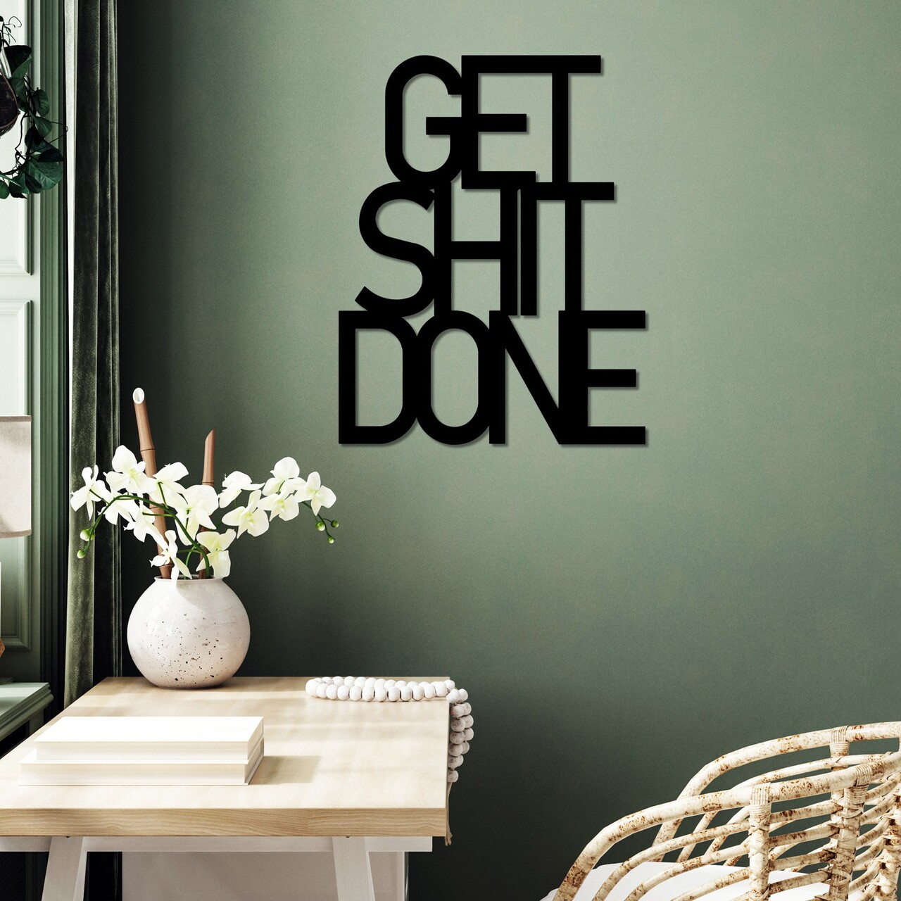 Decoratiune de perete, Get Shit Done 15, Dimensiune: 38 x 48 cm , Negru - view 3