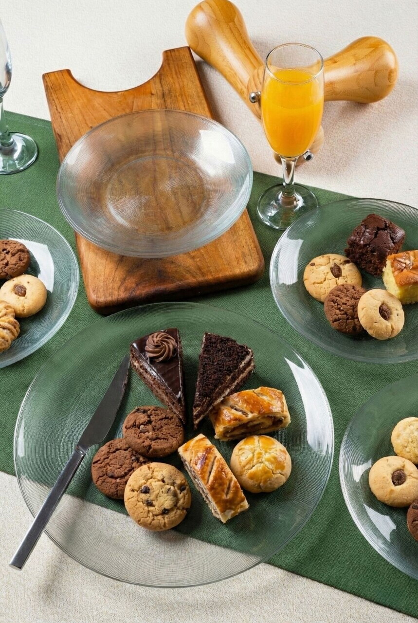 Set platouri servire desert, Hermia, 858CMR1904, Sticla, Farfurie de servire: 25 cm (1 bucată), Transparent — imaginea 2