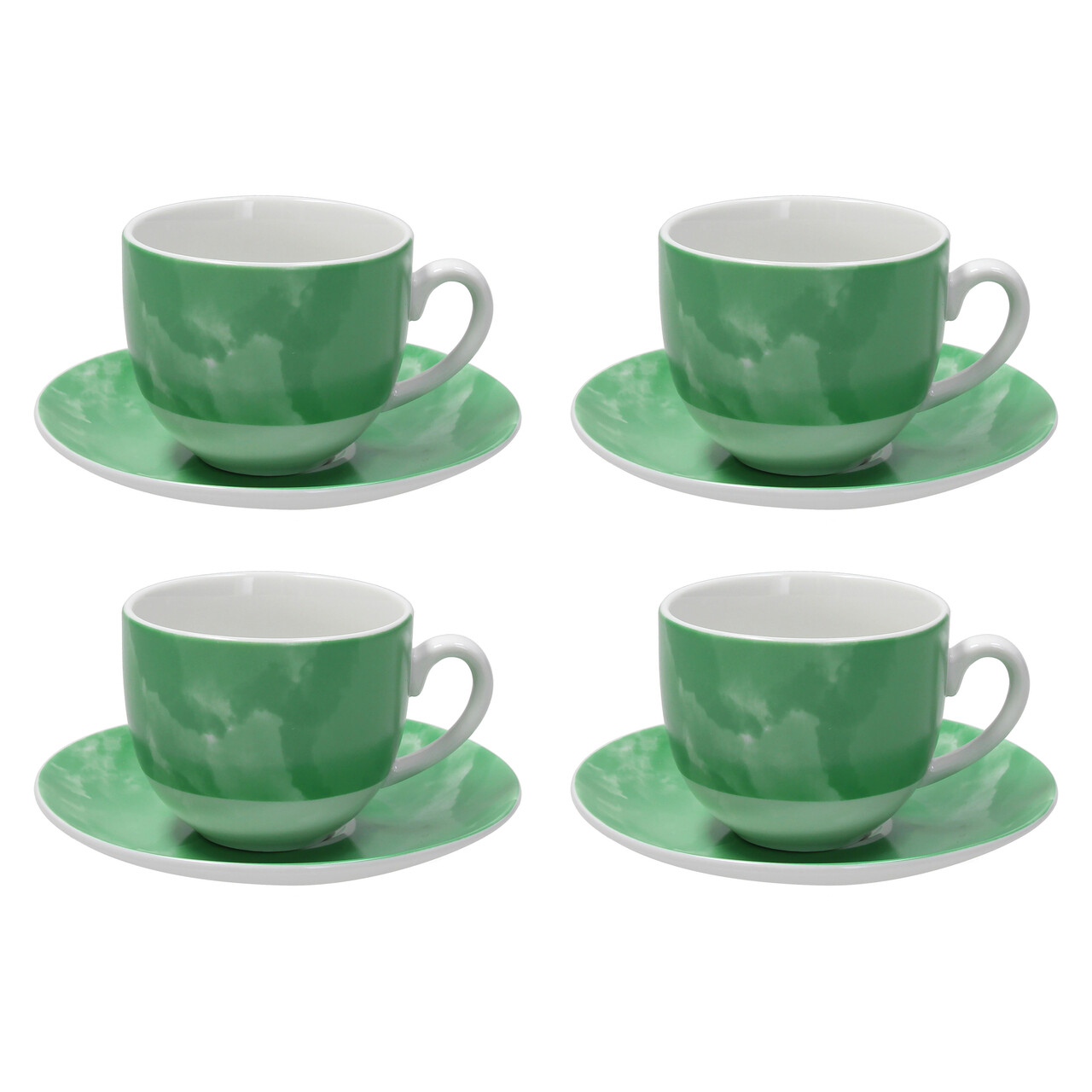 Set 4 cesti de cafea cu farfurie Sfera, Andrea Fontebasso,250 ml, portelan, verde