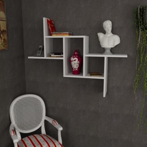 Raft pentru perete, Wooden Art, Step White, 107.2x81.8x22 cm