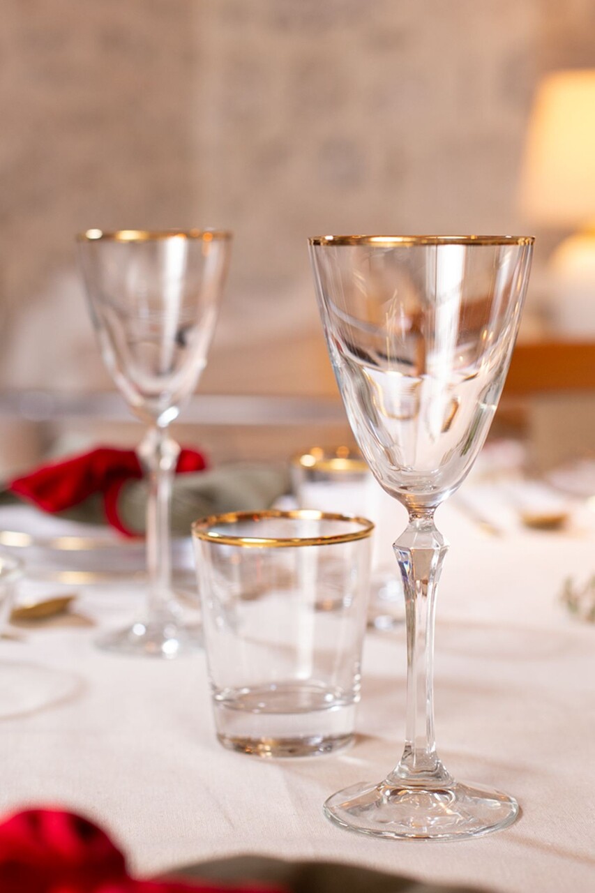 Set de pahare de vin, Hermia, 127RKL1171, Auriu / Transparent - imagine 3