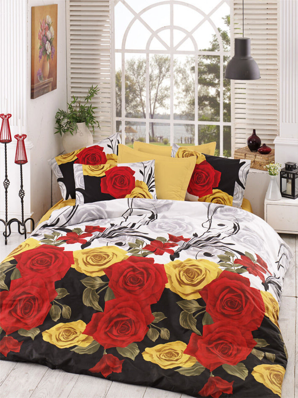 Lenjerie de pat dubla, Bionca Perla - Yellow, Pearl Home, Bumbac Ranforce