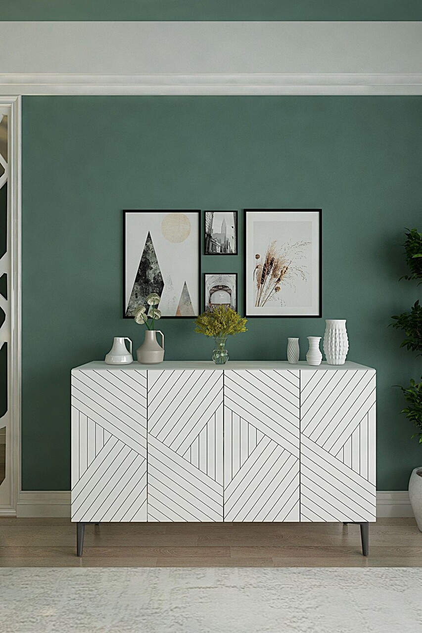 Consola, Hanah Home, Ferro 120, 120x75x32 cm, Alb - view 3