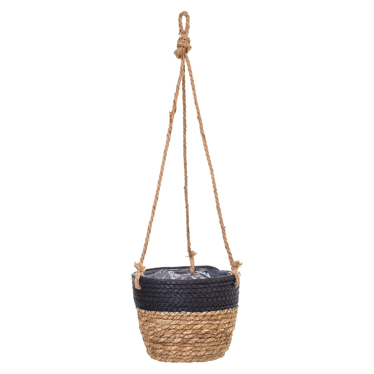 Ghiveci Suspendabil, Creaciones Meng, 20x16 Cm, Stuf, Natural/negru