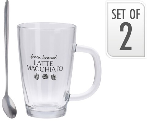 Set 2 cani Latte Macchiato, 300 ml, 7.8x12 cm, sticla