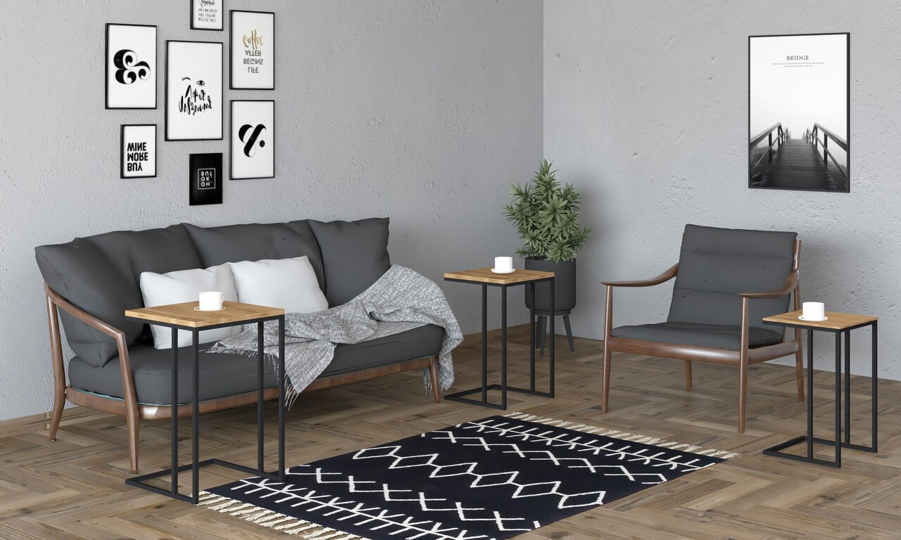 Masute, Puqa Design, Stoli, PAL, Negru / Vechi - 2 | YEO