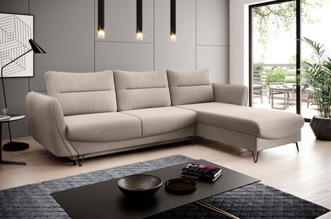 Coltar extensibil dreapta 3 locuri ELTAP, RT-18SO, Silva, 276x201x100 cm, lemn/poliester, bej deschis