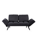 Canapea extensibila 3 locuri Jackie, Pakoworld, 190x80x74 cm, textil/metal/lemn masiv, gri inchis/negru