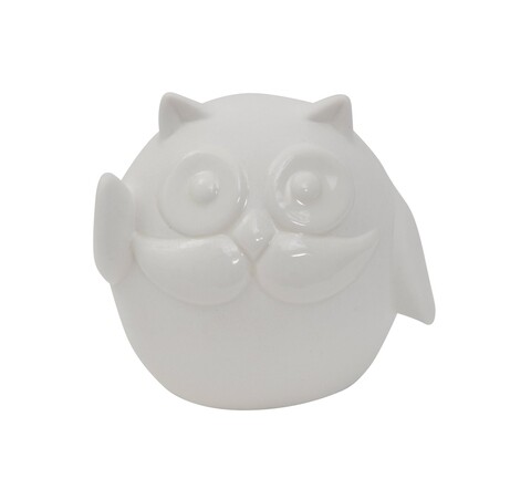 Decoratiune Owl Hello, Mauro Ferretti, 8.5 cm, ceramica, alb