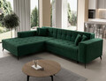 Coltar extensibil stanga 4 locuri ELTAP, Sol-18, Solange, 292x196x84 cm, lemn/poliester, verde inchis
