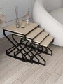 Set masute Nesting 4 piese, Hanah Home, Ela, Negru / Travertin