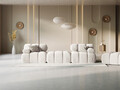 Canapea modulara 3 locuri, Bellis-51, Micadoni Home, 188x188x70 cm, catifea, bej inchis