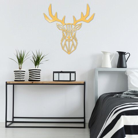 Decoratiune de perete, deer2 metal decor, metal, dimensiune: 51 x 51 cm, auriu