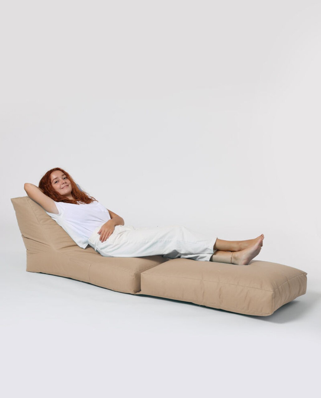 Fotoliu Extensibil, Siesta, Ferndale Bean Bag, 55 - 180 Cm, Poliester Impermeabil, Bej Nurca