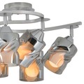Plafoniera, Evea, L.55 l.38 H.26 cm, 6 x E27, 60W, metal/sticla, argintiu/alb