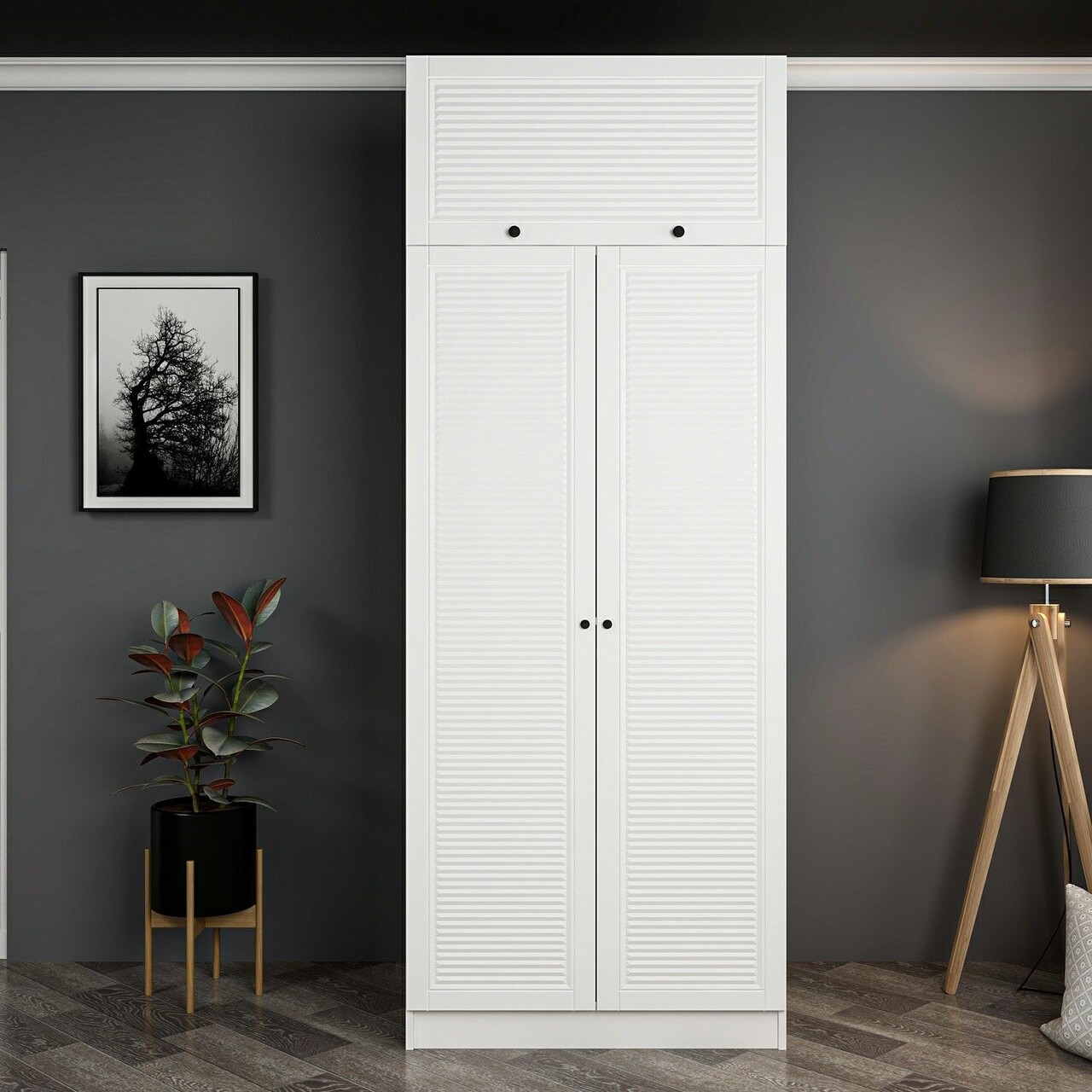 Dulap pentru haine, Minerva, Kale White, 90x210x52 cm, PAL, Alb - 1 | YEO