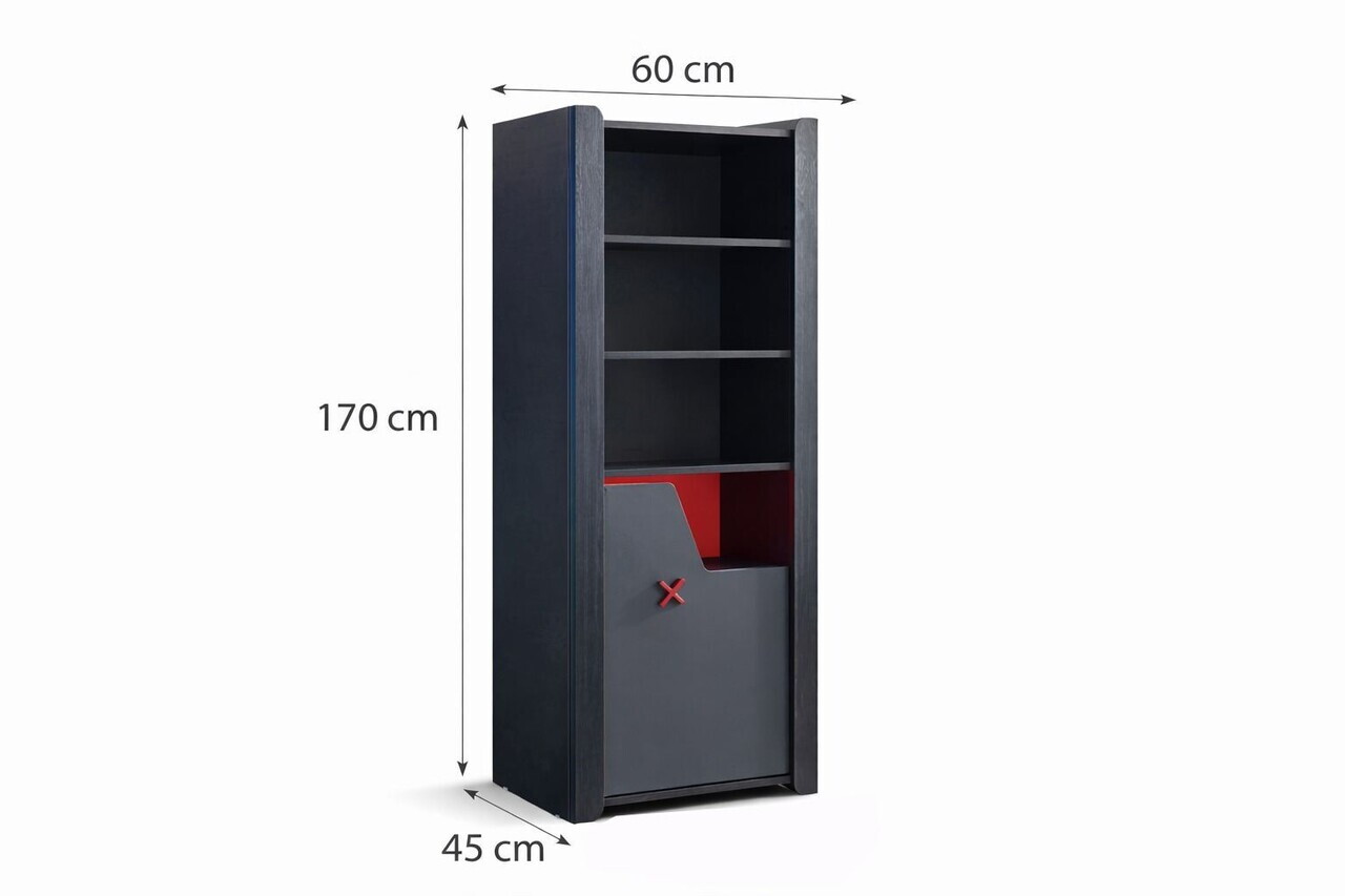 Corp biblioteca, Hanah Home, Gaming Zone, 60x170x45 cm, PAL, Antracit - view 5