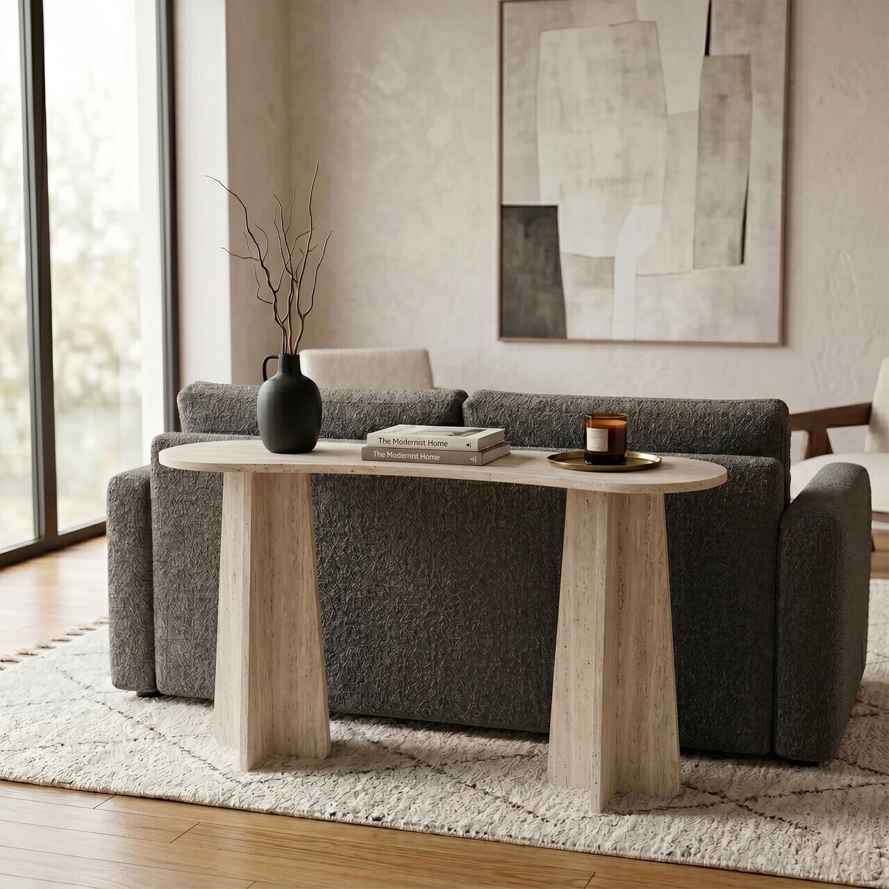 Consola, Hanah Home, Zen, 120x75x35 cm, PAL, Travertin - view 2