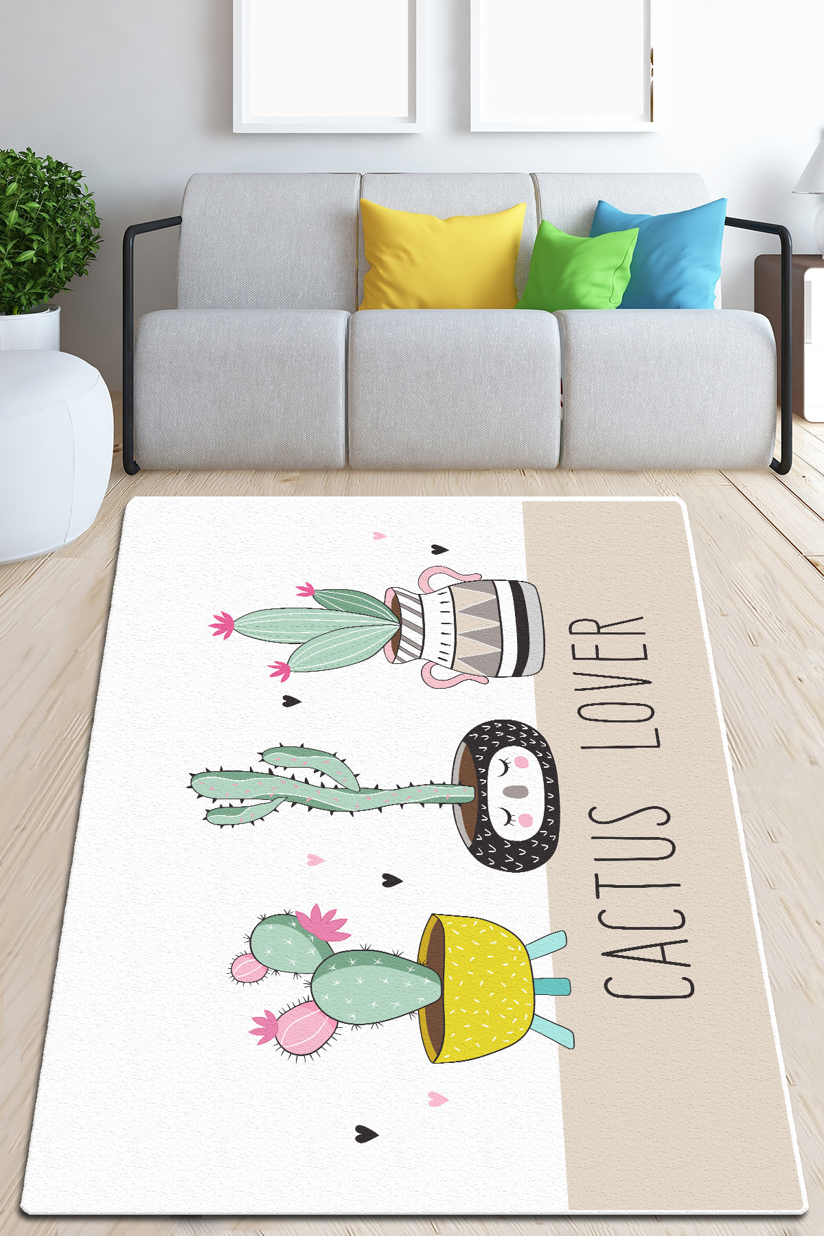 Covor, Pink Cactus, 80x150 cm, Multicolor