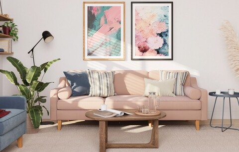 Canapea 3 locuri, Atelier del Sofa, 918CMF1165, Cadru: 100% OȚEL, Somon / Nucă