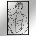Decoratiune de perete, Muscle Male Posture, metal, 32 x 50 cm, negru