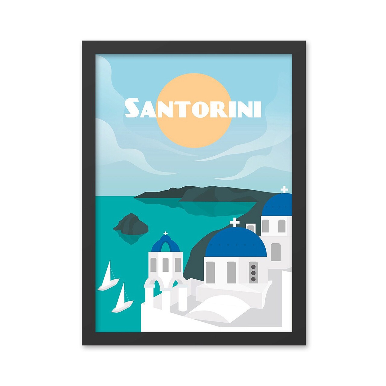Tablou decorativ, Santorini 2 (40 x 55), MDF , Polistiren, Multicolor