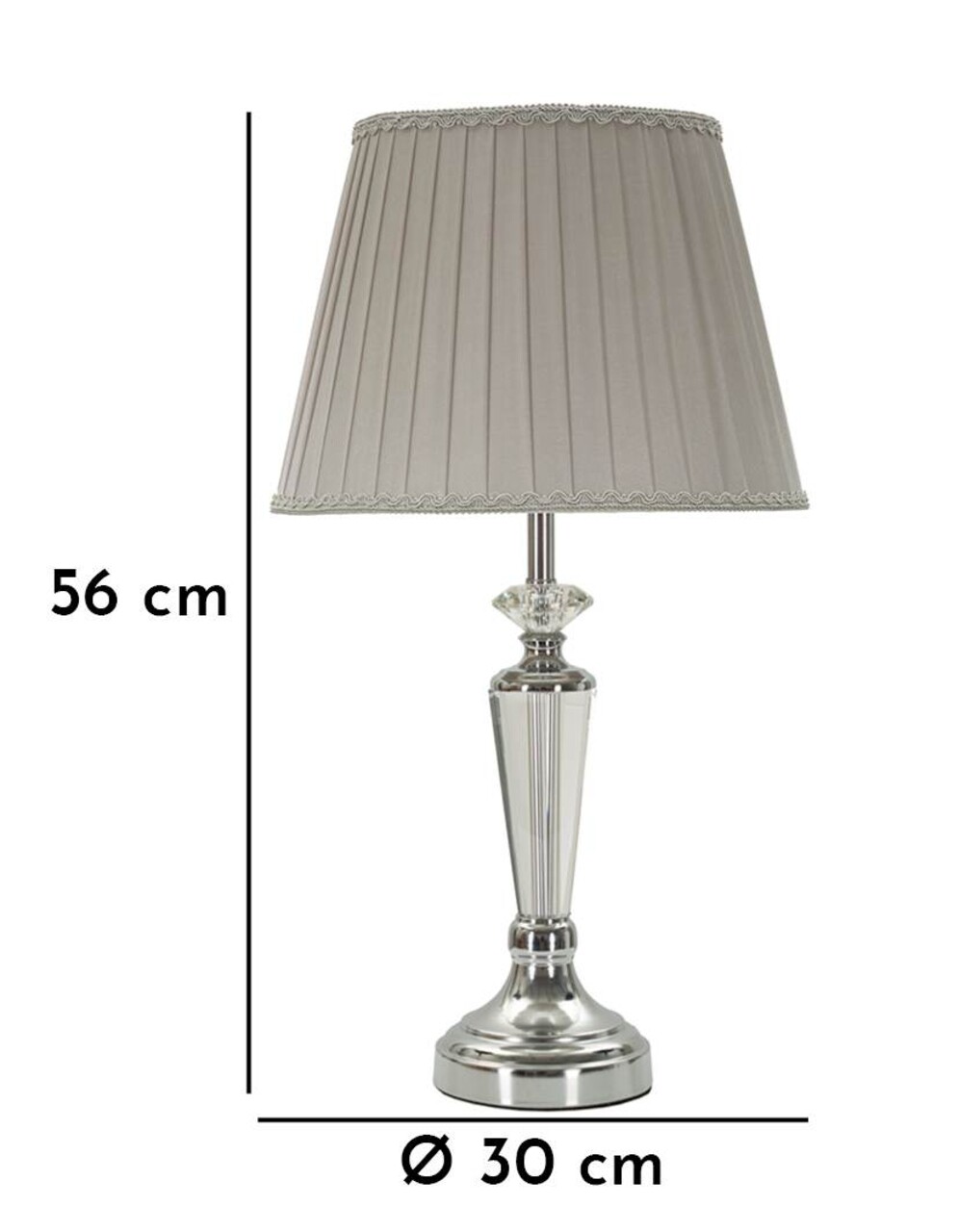 Lampa de masa Silvery, Mauro Ferretti, 1 x E27, 40W, 30x56 cm, metal/sticla/textil, argintiu - 1 | YEO