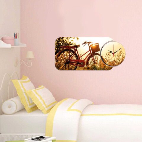 Set ceas si tablou decorativ, yms-40, mdf , dimensiune: 68 x 32 cm, multicolor