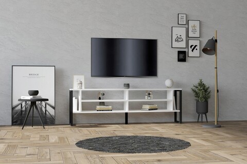 Comoda tv, puqa design, cupe, 160x50.4x24.5 cm, pal, alb