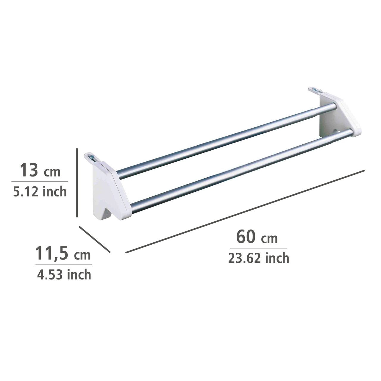 Uscator Pentru Calorifer, Wenko, Twin, 1.1 M Capacitate De Uscare, 11.5 X 13 X 60 Cm, Aluminiu/plastic