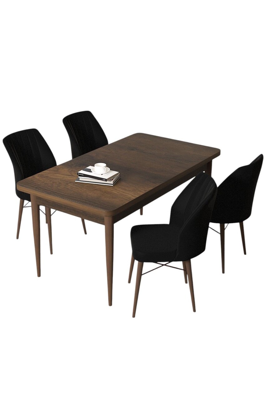 Set masă și scaune (5 bucăți), Hanah Home, Arp, Baroc / Negru - view 2