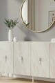 Consola, Hanah Home, Ayshe 150, 150x75x32 cm, White / Travertine / Silver