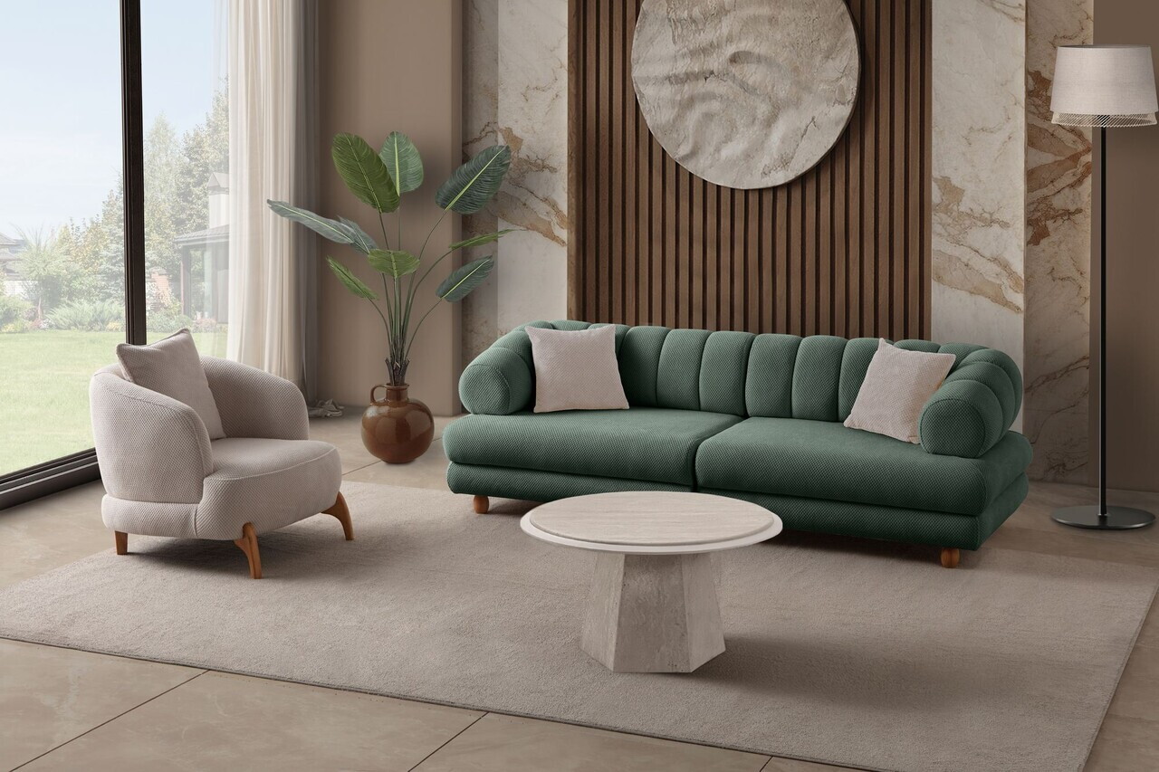 Canapea 3 locuri, Atelier del Sofa, 752EST1158, Lemn de carpen/PAL melaminat, Verde - view 7