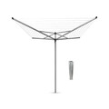 Uscator de rufe rotativ cu 4 brate + cu suport fixare pamant, Brabantia, TopSpinner, 60 m capacitate de uscare, otel, gri metalizat