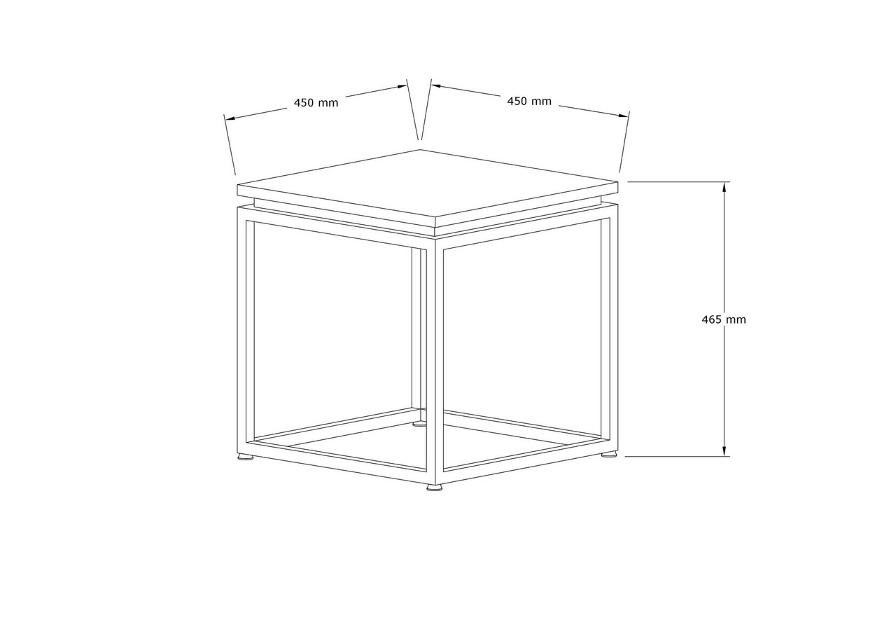 Masuta de cafea, Puqa Design, Leylak, 45x45.5x45 cm, PAL, Negru