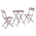 Set masa si 2 scaune pentru gradina, Wissant Bistro, otel, rosu scarlet