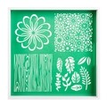 Tava pentru servire, Creaciones Meng, 35x35 cm, lemn/sticla, verde