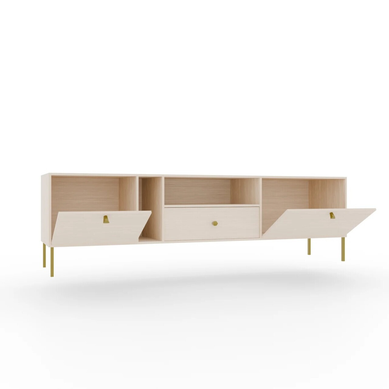 Comoda TV ADRK, Tili 2D 1S, 180x40.8x50 cm, PAL laminat, bej — imaginea 4