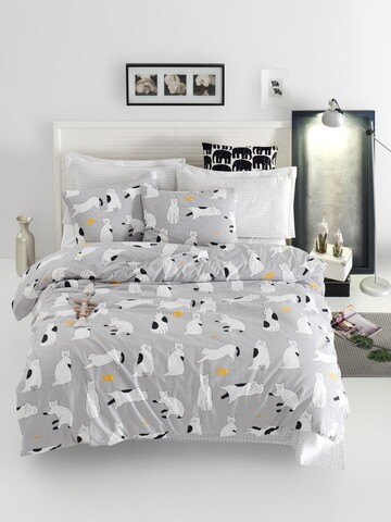 Lenjerie de pat dubla King (IT) Liana - Grey, Mijolnir, 3 piese, 250x200 cm, bumbac ranforce, multicolor