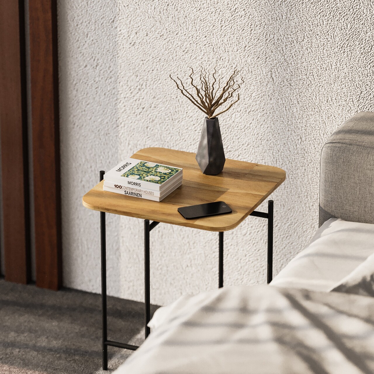 Masuta de cafea, Cerritos, Shb-005, 46x56x46 cm, Lemn, Negru / Natural - 2 | YEO