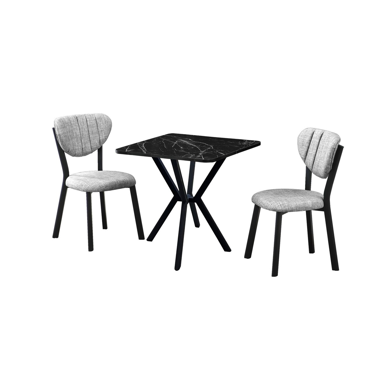 Set masa extensibila si scaune, 3 piese, Hanah Home, Elma, Gri/Negru - view 2