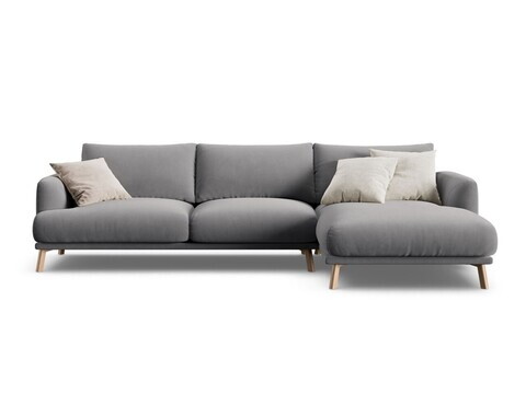 Coltar dreapta 4 locuri, Naomi, Micadoni Home, 285x170x75 cm, catifea, gri
