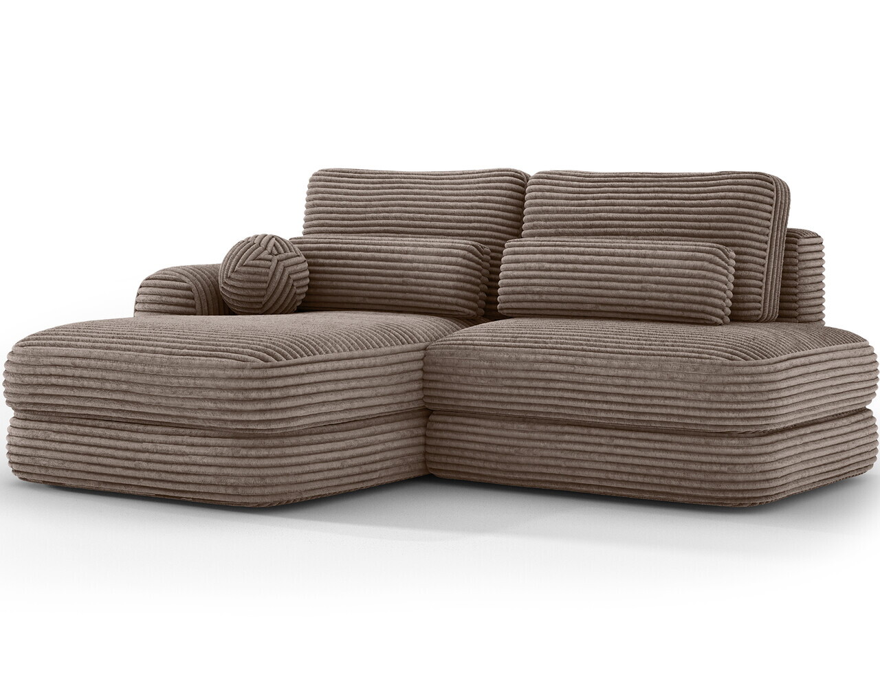 Coltar extensibil stanga 3 locuri ELTAP, Ripeli, 217x175x96 cm, lemn/catifea din poliester, maro deschis — imaginea 5