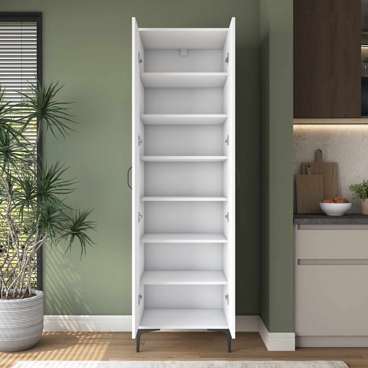 Dulap multifunctional, Hanah Home, JE258, 60x204.2x45 cm, Alb — imaginea 4